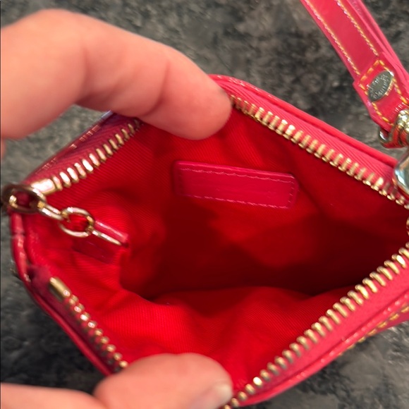 Dooney & Bourke Shiny Pink Wristlet Keychain Pouch - Picture 3 of 4